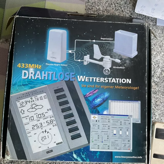 Drahtlose Wetterstation mit Wind- Regensensor u. Thermo-Hygro-Sensor