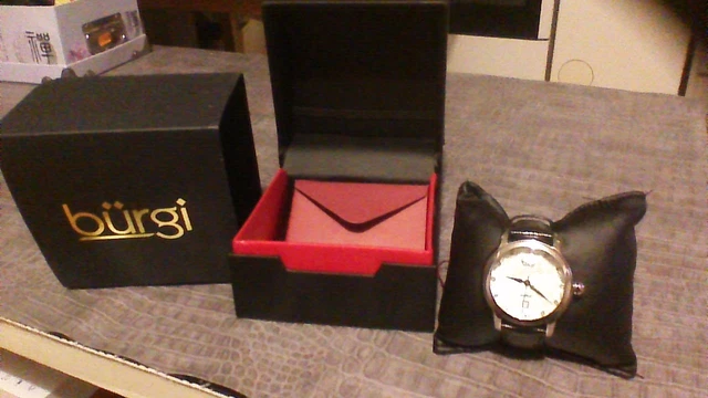 BURGI BUR014B DIAMANT Suisse Quartz Marqueurs Date Bracelet Noir