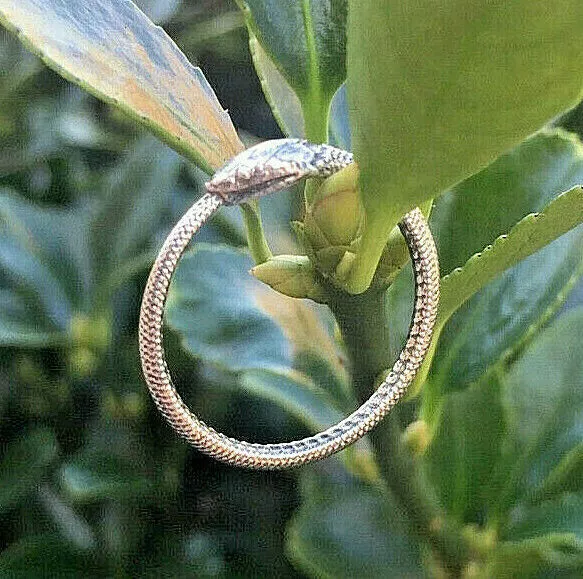 925 Sterling Silver Ouroboros Snake Ring Oxidized Serpent Gothic Ring Sz 7