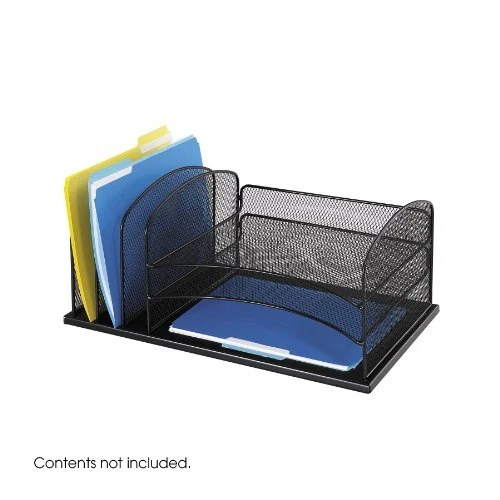 Safco Mesh Desk Organizer - 8.3" Height X 19.5" Width X 11.5" Depth - 5