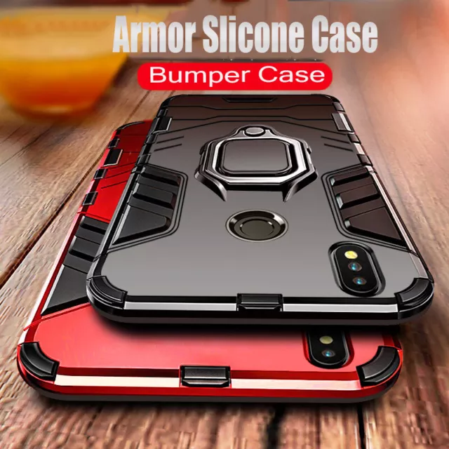 Handy Hülle für Xiaomi Redmi Note 8 / 7 Pro Handyring Cover Armor Case Slim+Glas