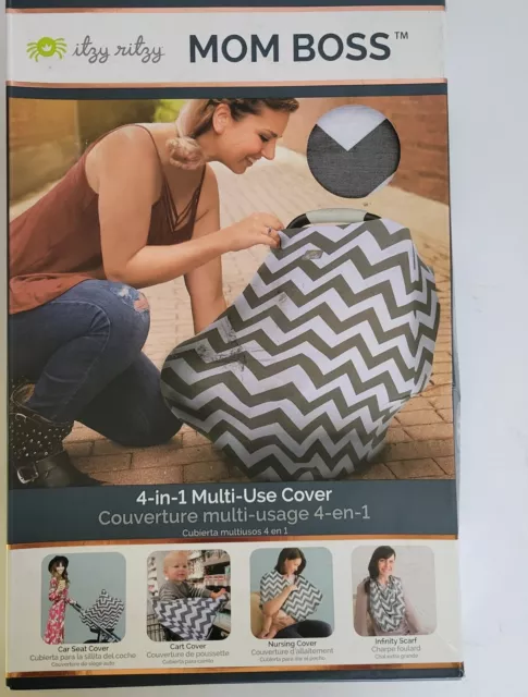 Itzy Ritzy Mom Boss 4-in-1 Multi Use Nursing Cover, BRAND NEW, Gray & White