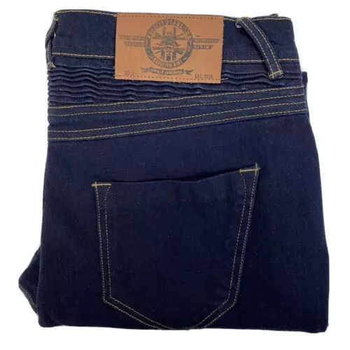 NEW Bull-It Bobber Blue Mens Skinny Road Protective Riding Jean Size 36 BNWOT