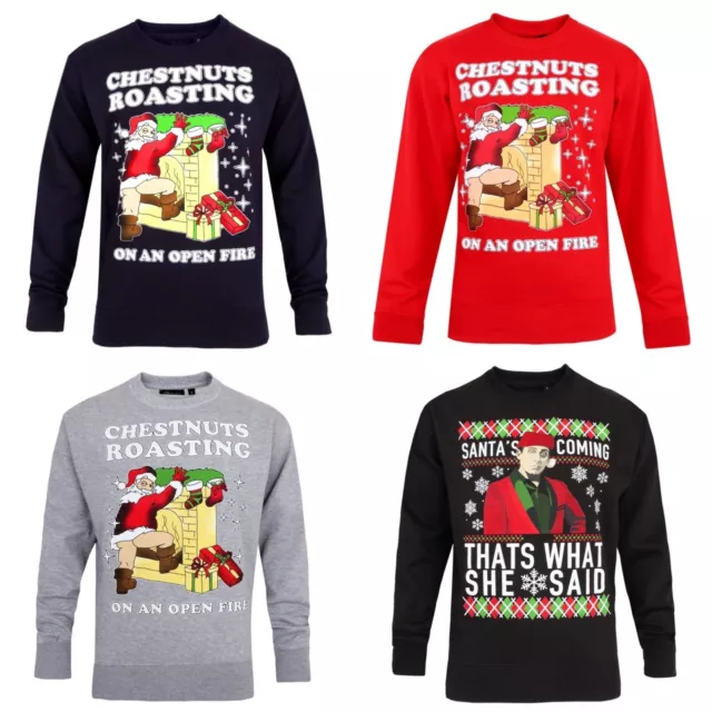 Mens Fleece Ugly Christmas Sweatshirt Tops Chestnut Dirty Santa Funny Gift XMas