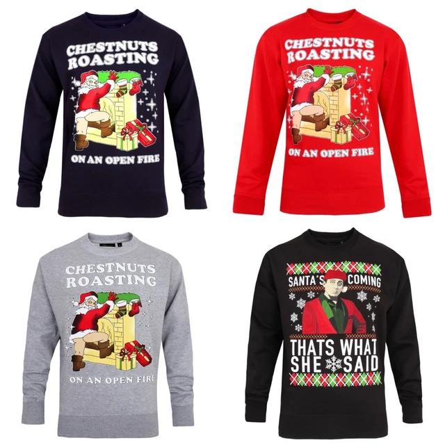 Mens Fleece Ugly Christmas Sweatshirt Tops Chestnut Dirty Santa Funny Gift XMas
