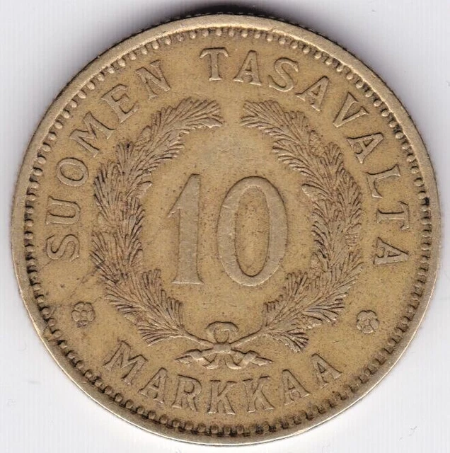 1929 Finland 10 Markaa Coin