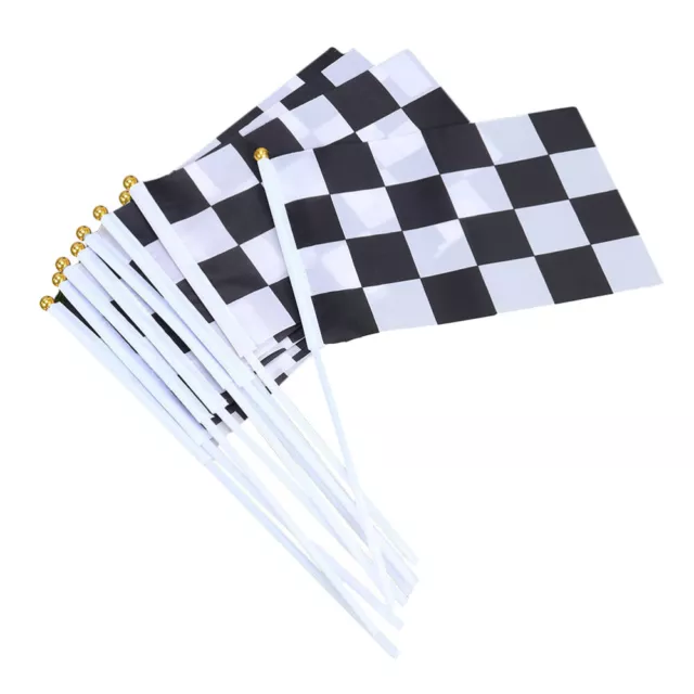 10 Pcs Black and White Racing Flag Checkered Picks Wedding Race The Sign