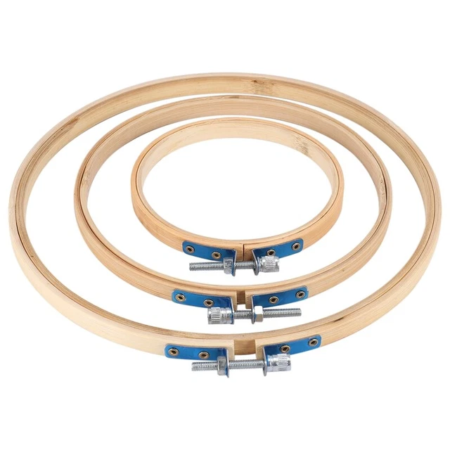 Juego de 3 aros de bordado aro circular de bambú para costura artesanal artística, 3 tallas N9D8