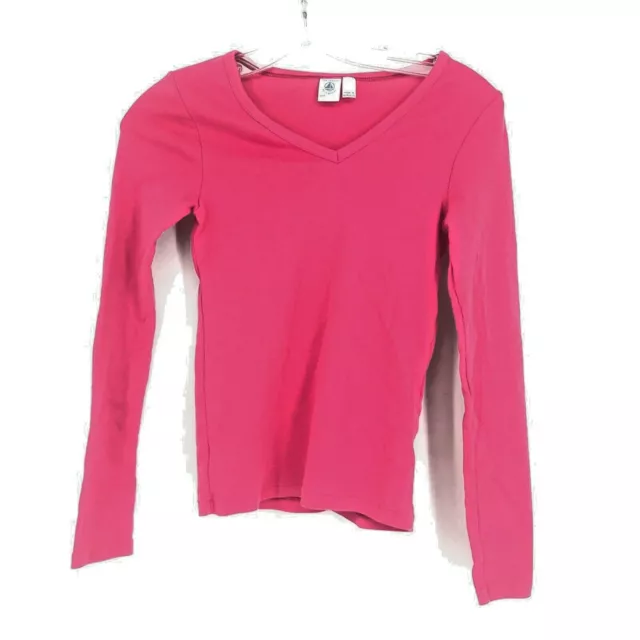 Petit Bateau Pink Long Sleeve Cotton V Neck Youth Size 14a 156cm