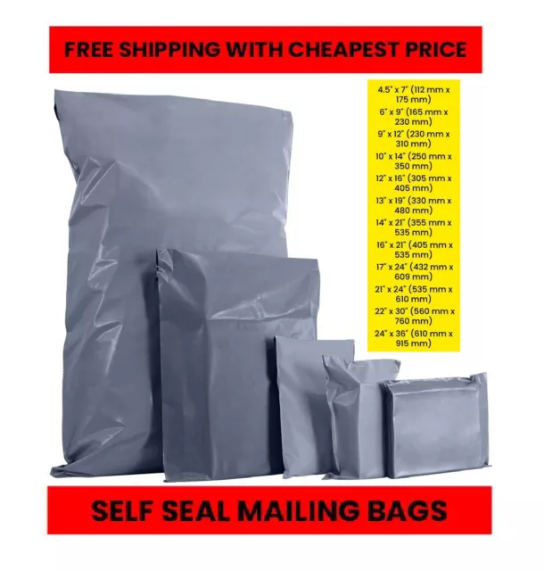 Mailing Bags Grey Poly Postal Clear Stripe Strong Self Seal Parcel Mailer