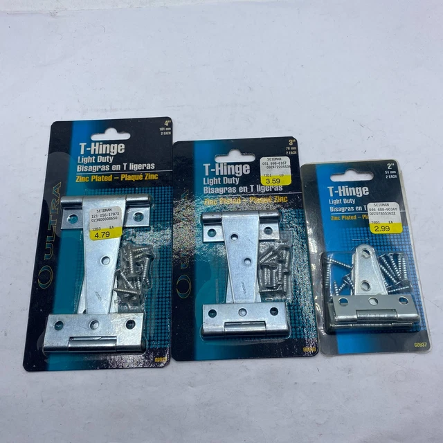ULTRA T Hinge Light Duty Zinc Plated Fence Gate Barn Shed Door-LOT OF 3 Assorted