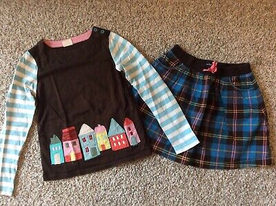 Mini Boden Top And Tartan Skirt Set (Size 11-12 Years)
