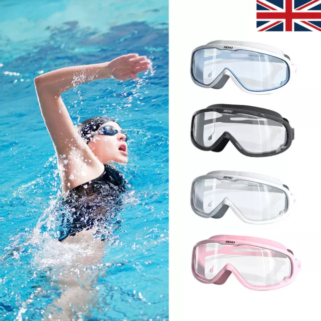 Anti Fog Swimming Goggles Adults Waterproof Large Frame Swim Diving Eyewear UK