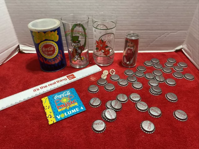 Coca Cola Huge Collectors Lot Glasses, Caps Jigsaw, Dolls And More