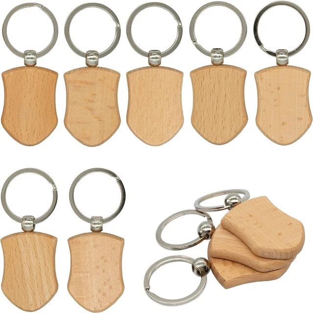 Wooden Shield Shape Key Tag Wood Engraving Blanks  DIY Gifts Engrave Crafts