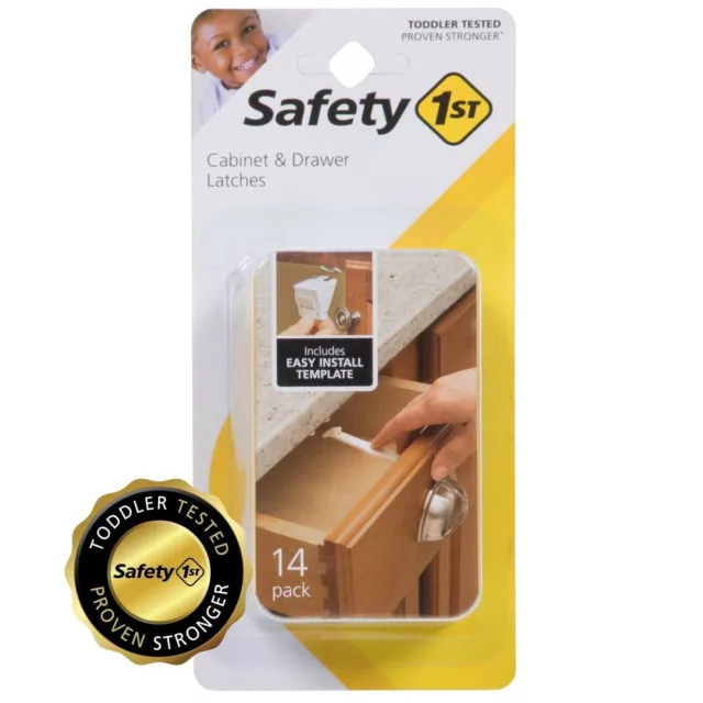 Safety 1st 14 Pack Wide Grip Cabinet Locks & Drawer Latches Child Proof Baby