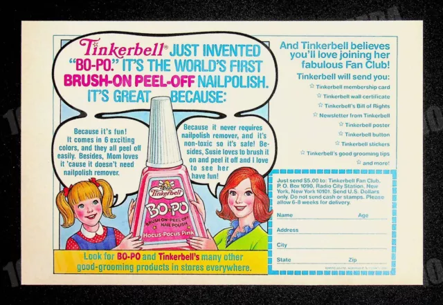Bo-Po Nail Polish Tinkerbell 1985 Print Magazine Ad Poster ADVERT Tom Fields