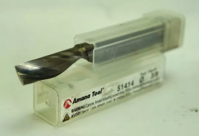 Amana 51414 Carbide Spiral Single Flute Plastic Cutting Router Bit 3/8 x 1-1/8