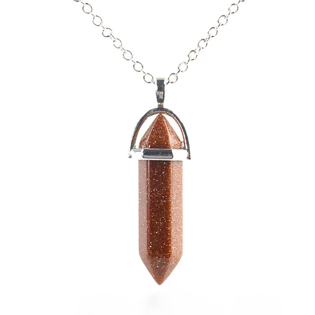 Natural Crystal Pendulum Quartz Stone Pendant Chakra Healing Gemstone Necklace 10