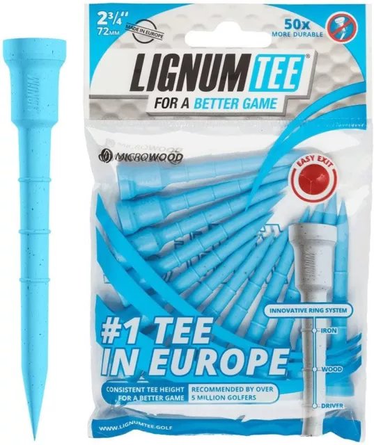 LIGNUM Tee Premium Golf Tees, Lasts 50+ Rounds, Anti-Spin Head, Ring System 2