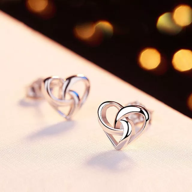 Minimalist Tiny Metal Hollow Heart Stud Earrings For Women Lovely Jewelry Gift
