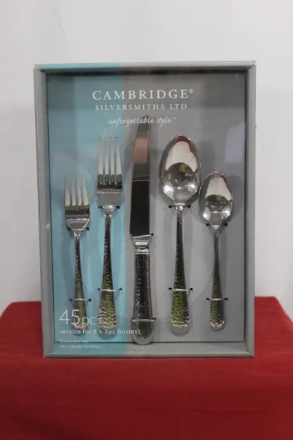 *NEW Cambridge Silversmiths Moline Mirror 45 Pc Flatware Set, Service for 8
