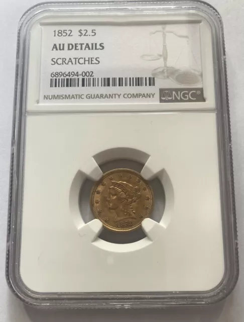 1852 $2.50 Liberty Head Quarter Eagle Gold Coin NGC AU Details