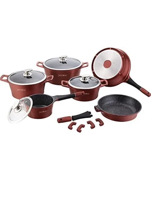 Royalty Line RL-1231 - Set Di Pentole Con Coperchi In Vetro, 12 Pezzi 24 Cm Set Di Pentole E Padelle Da 31661623