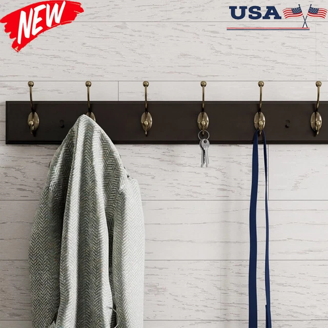 Hot 6 Hooks Wall Hanging Rack Key Bag Towel Hat Clothes Entryway Hallway Bedroom