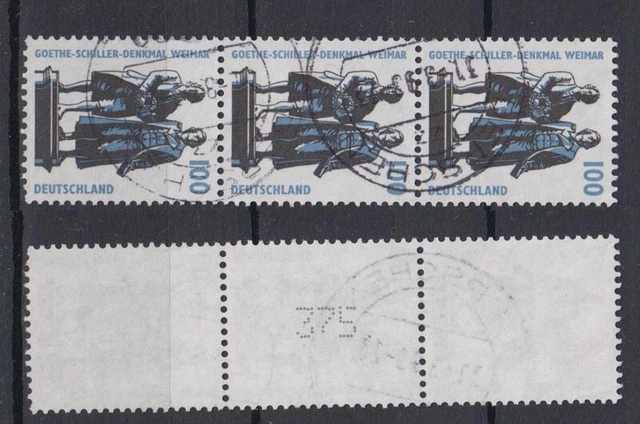 Bund 1934 RM 3er Streifen mit neuer ungerader Nummer SWK 100 Pf gestempelt /2