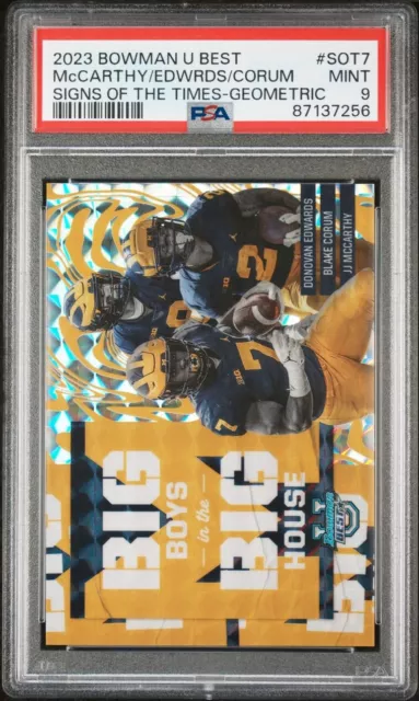 2023 Bowman U Best PSA 9 Michigan Wolverines Signs OfThe Times SOT-7 Big House