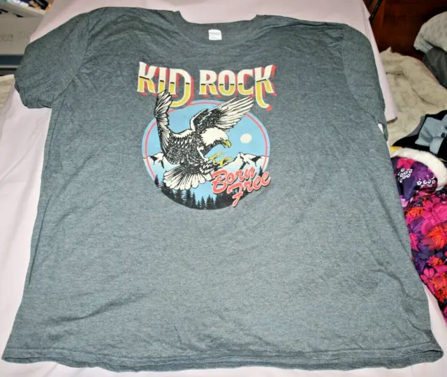 Gildan Soft style Kid Rock Born Free Gray T-Shirt - Men's Size 3XL -  Pre-Owned