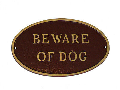 Beware of Dog OVAL Statement Plaque Wall or Lawn 3 Sizes 24 Colors Warning Sign