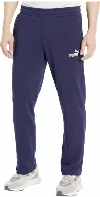 PUMA MEN'S ESSENTIALS Logo Pants Sweatpants Navy Blue Open Leg Size S ...