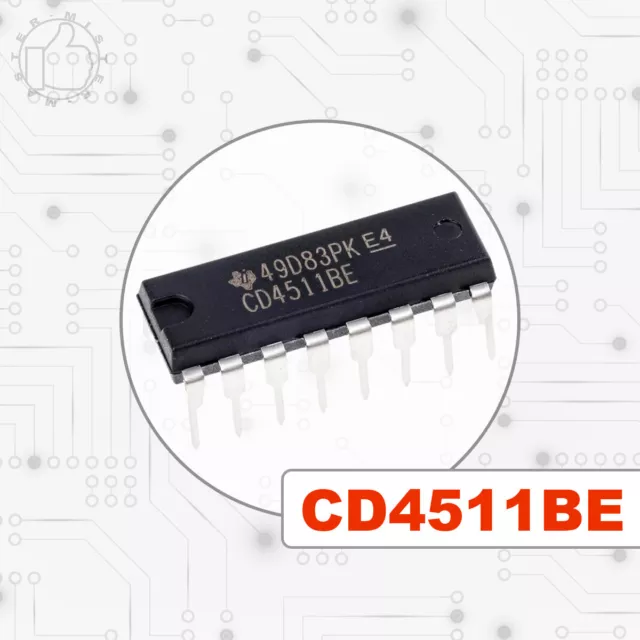Cd4511Be Cd4511 Circuito Integrato Dip-16 Per Display Led A 7 Segmenti - 4 Pezzi