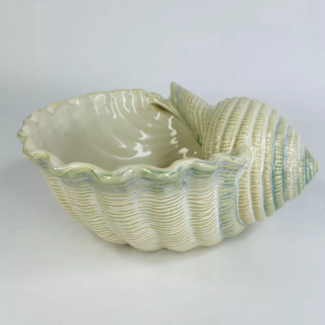 Shoreline Collection Home Studio Bowl Nautilus Sea Shell Hand Painted 7" Long