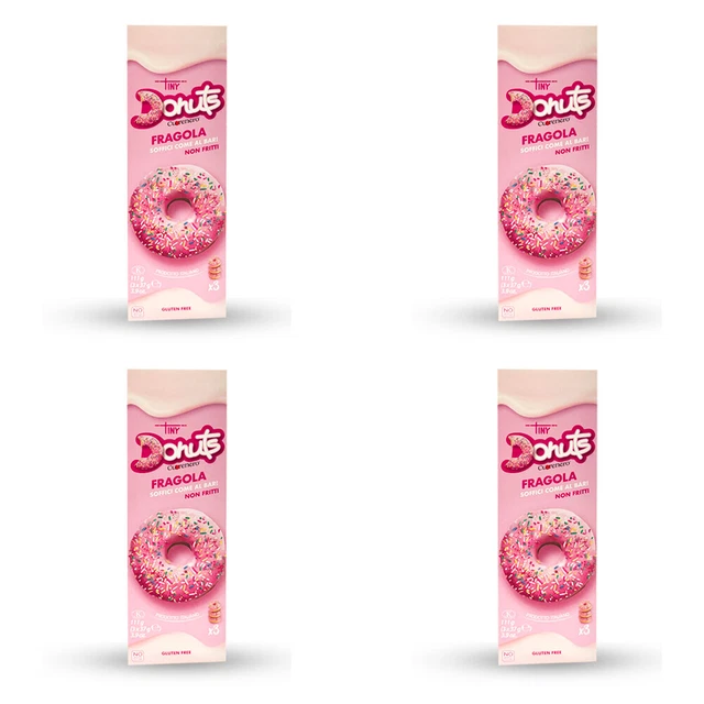 Cuorenero 3 Donuts al gusto FRAGOLA, Senza glutine, pack da 4 X 111 gr
