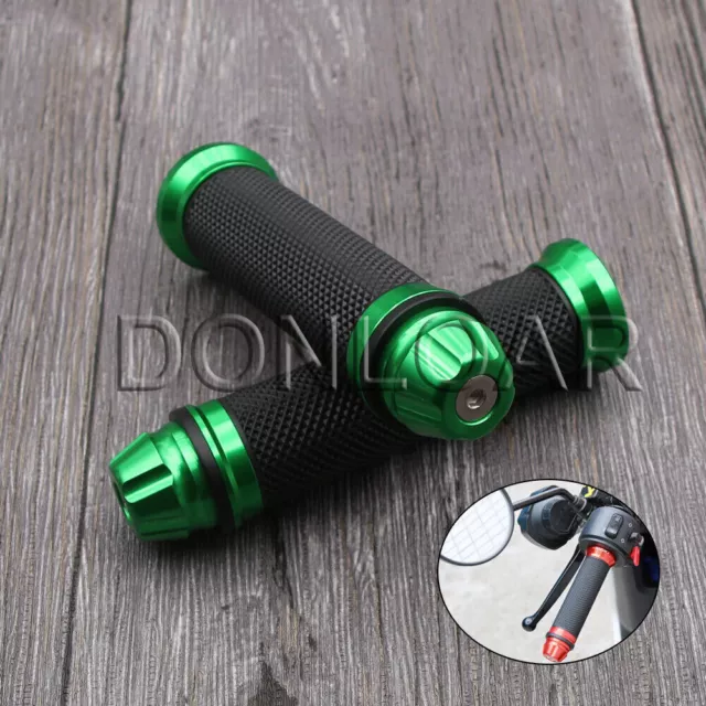 Green 7/8"22mm Pair Dirt Bikes Motorbike Motorcycle HandleBar Grip & Bar End