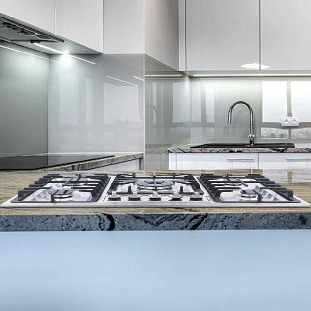 BUILTIN STOVE HOB LPG/NG Gas 5 Burner Cooker Stainless Steel Gas