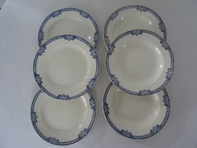 6 ASSIETTES faience ancienne 90123 Salins terre de fer Jumièges