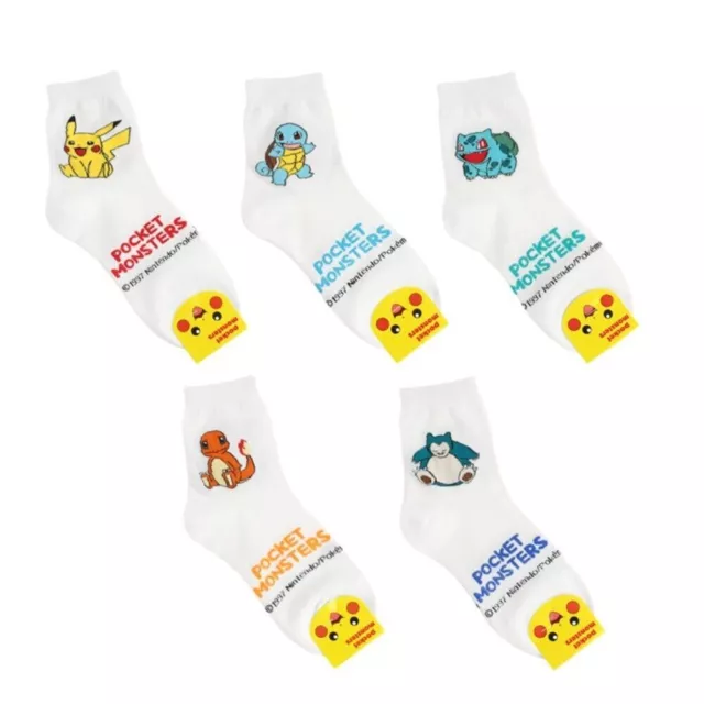 Pokemon Socks 5 Pairs set Crew Neck Socks Cartoon Character Socks Pikachu Socks