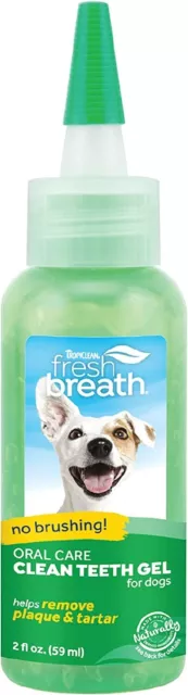 TropiClean Fresh Breath Dog Teeth Cleaning Gel - No Brushing Dental Care - Oral