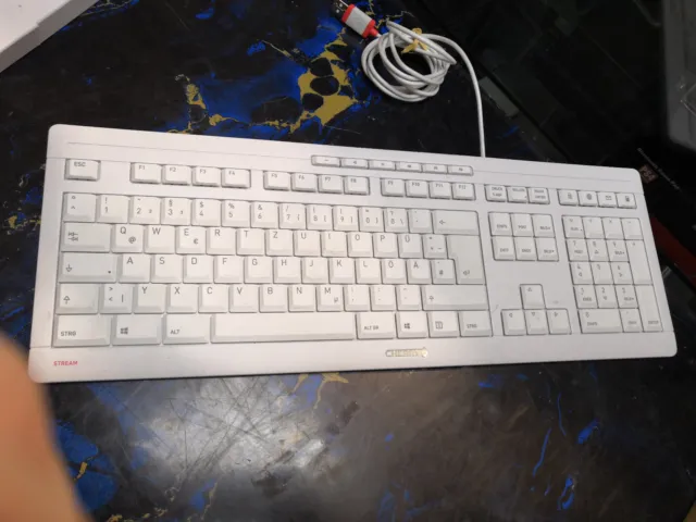 Tastatur Keyboard Cherry STREAM JK-85 Weißgrau Deutsch USB JK-8500DE-0 Neuwertig