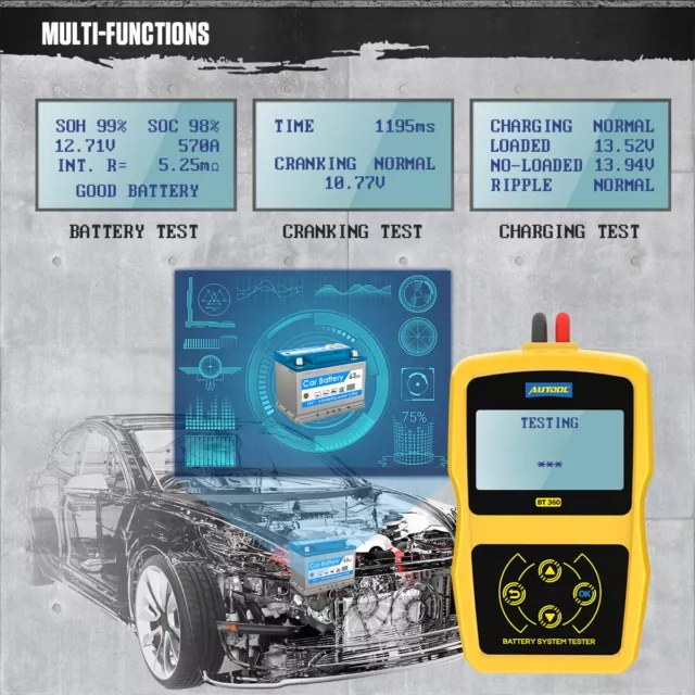 12V Auto BatterieTester Batterie Last Tester AUTOOL BT360  für Fahrzeug LKW 3