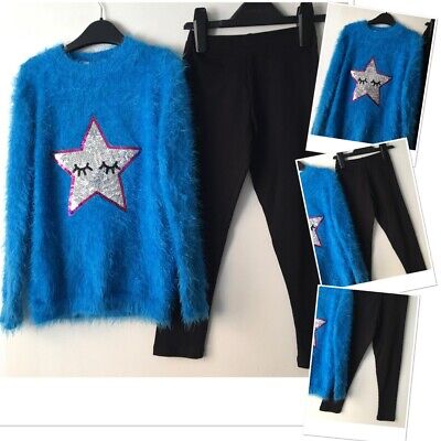 Matalan new girls leggings & m&Co exc u fluffy star jumper 5-6 Years