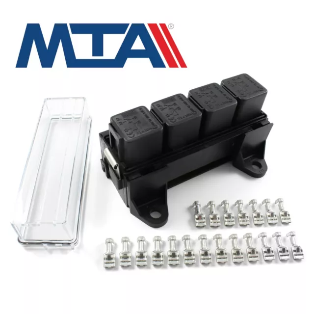 Relay Box 4 Way for Standard (Mini) Relays Holder / Block 12v / 24v MTA Italy