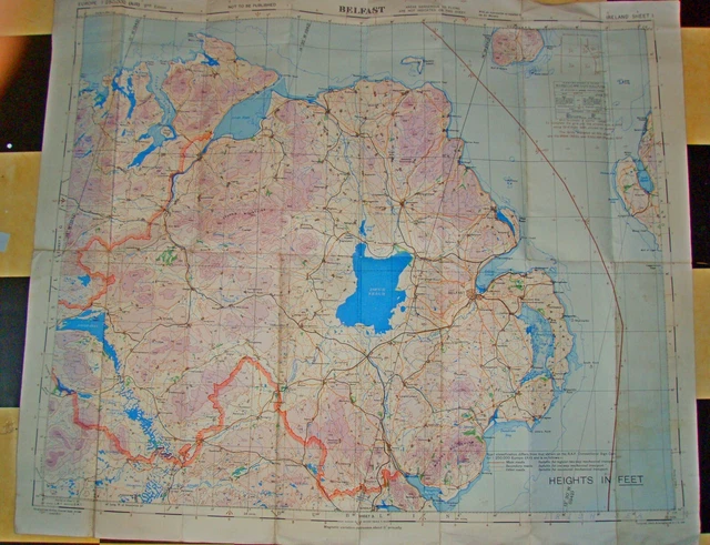 ww2 flying map of Belfast/Londonderry area