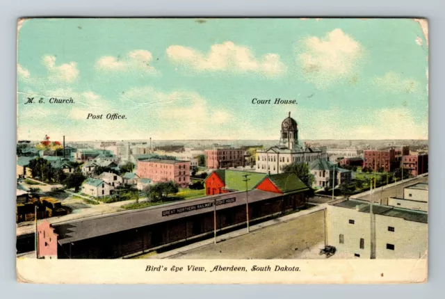 Aberdeen SD-South Dakota, Aerial View Town Area, Scenic, Vintage Postcard