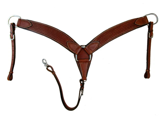 Leather Heavy Duty Western Padded Breast Collar Trail Rodeo Roping Horse Tack