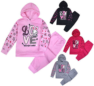 Girls Tracksuit New Kids Stars Hoodie And Joggers Love Set 2PSC Ages 1 - 6 Years